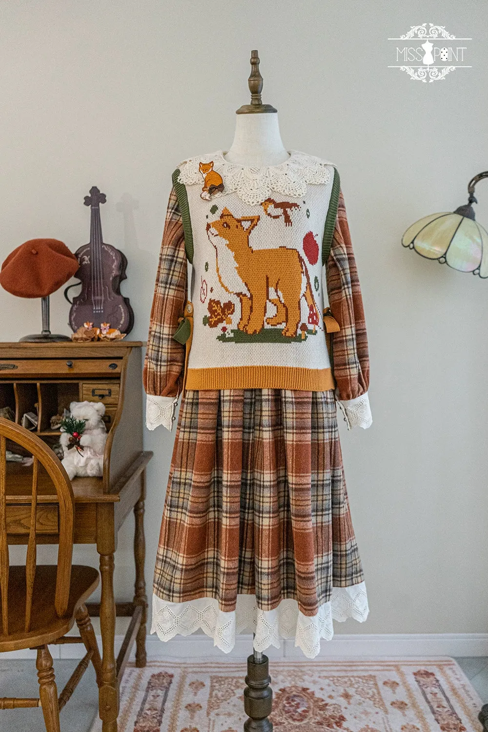 Miss Point~Fat Fox in the Forest~Kawaii Lolita Vest Customized Lolita Sweater