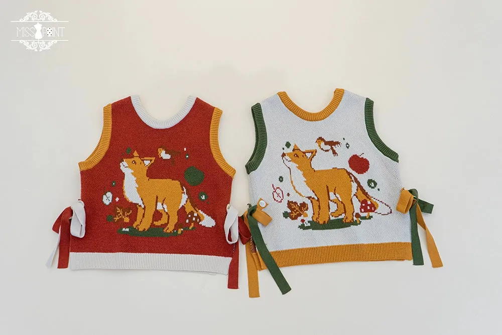 Miss Point~Fat Fox in the Forest~Kawaii Lolita Vest Customized Lolita Sweater