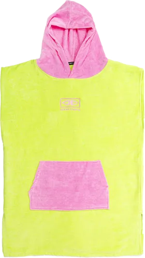 Ocean and Earth Youth Hooded Poncho Lime/Pink