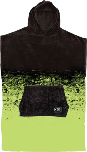 Ocean and Earth Youth Southside Hooded Poncho Black/Lime