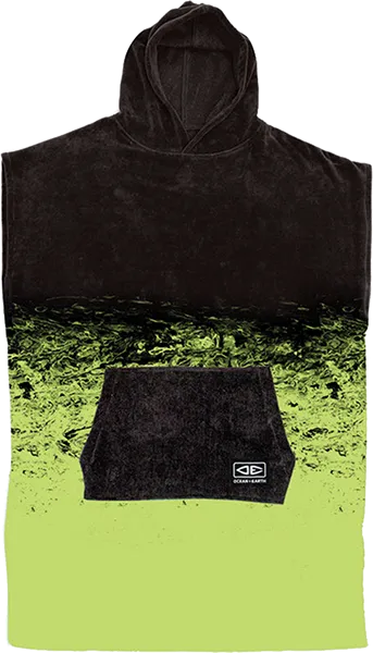 Ocean and Earth Youth Southside Hooded Poncho Black/Lime