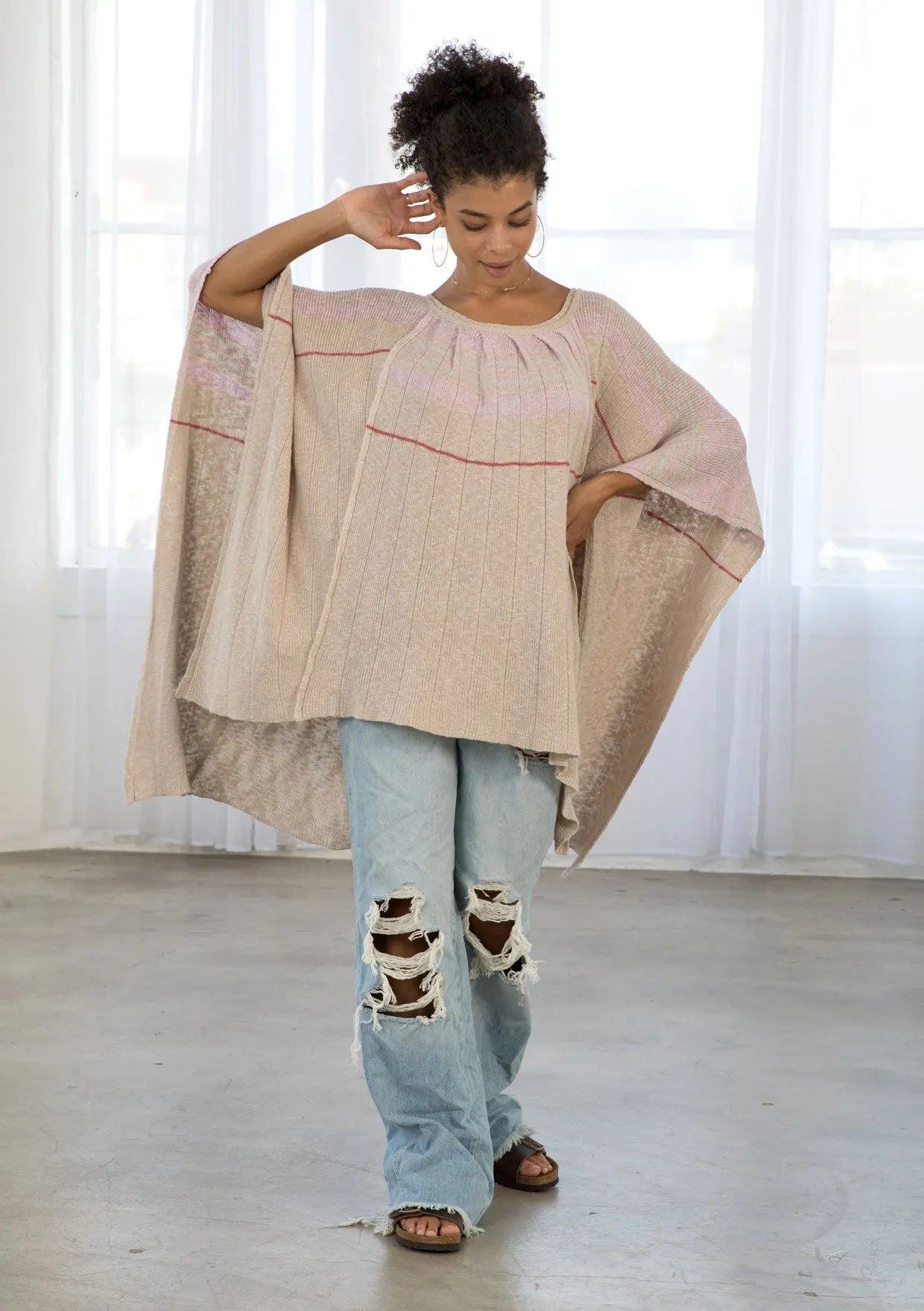 One Size Cozy Oversized Pullover Poncho Sweater
