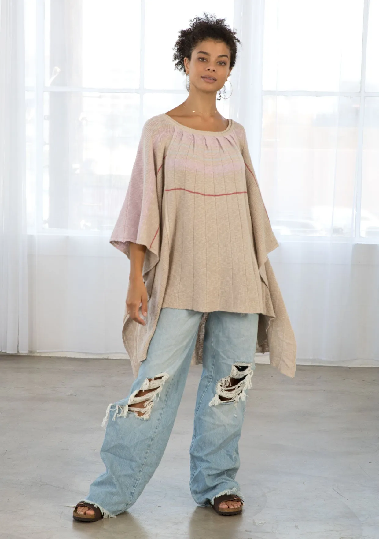 One Size Cozy Oversized Pullover Poncho Sweater