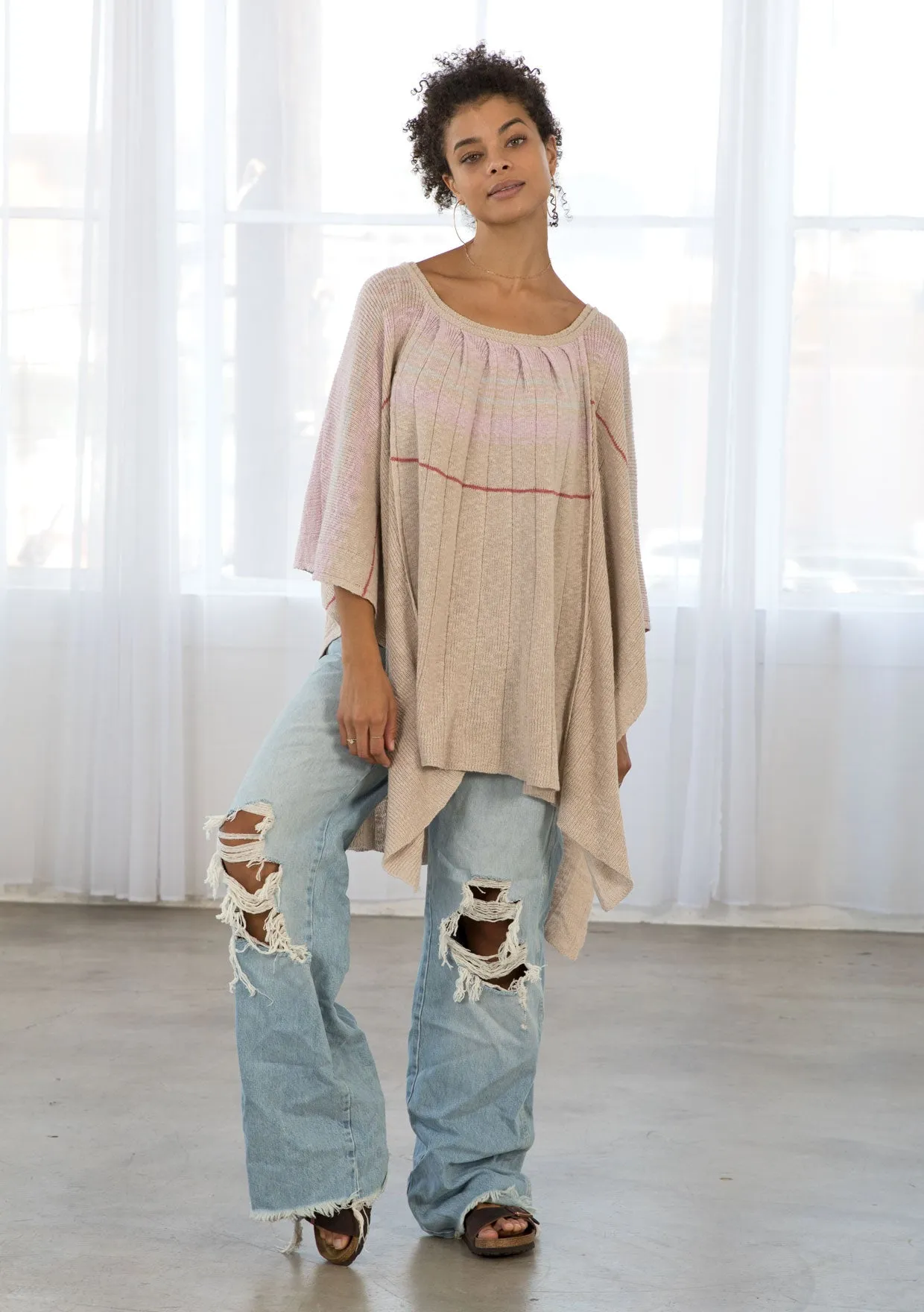 One Size Cozy Oversized Pullover Poncho Sweater