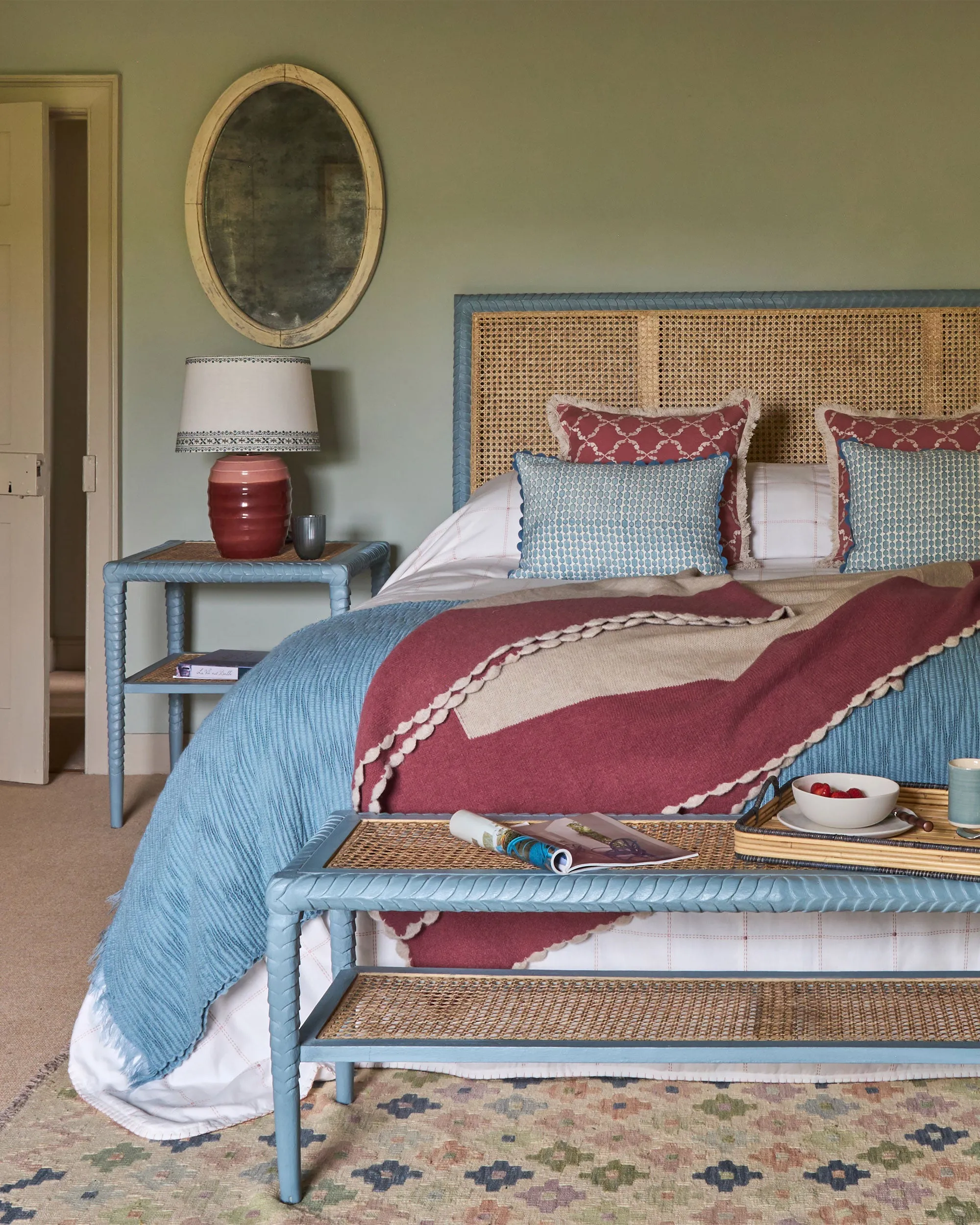Pavilion Wooden King Headboard - Blue