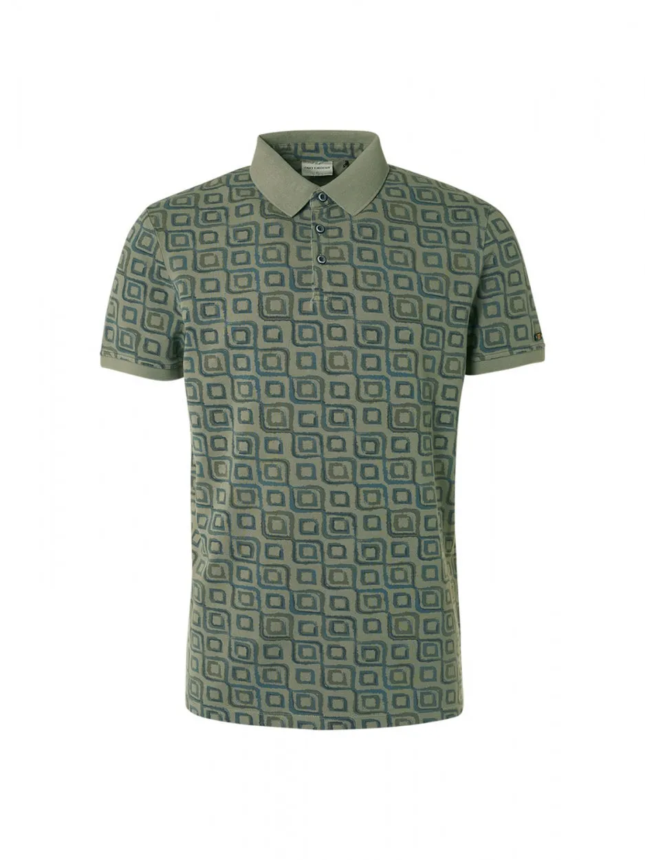 Polo Pique Allover Printed Garment Dyed | Light Army