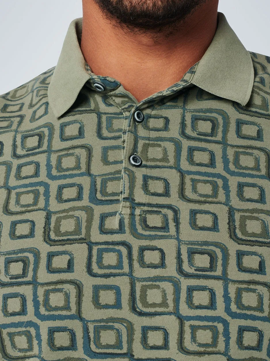 Polo Pique Allover Printed Garment Dyed | Light Army