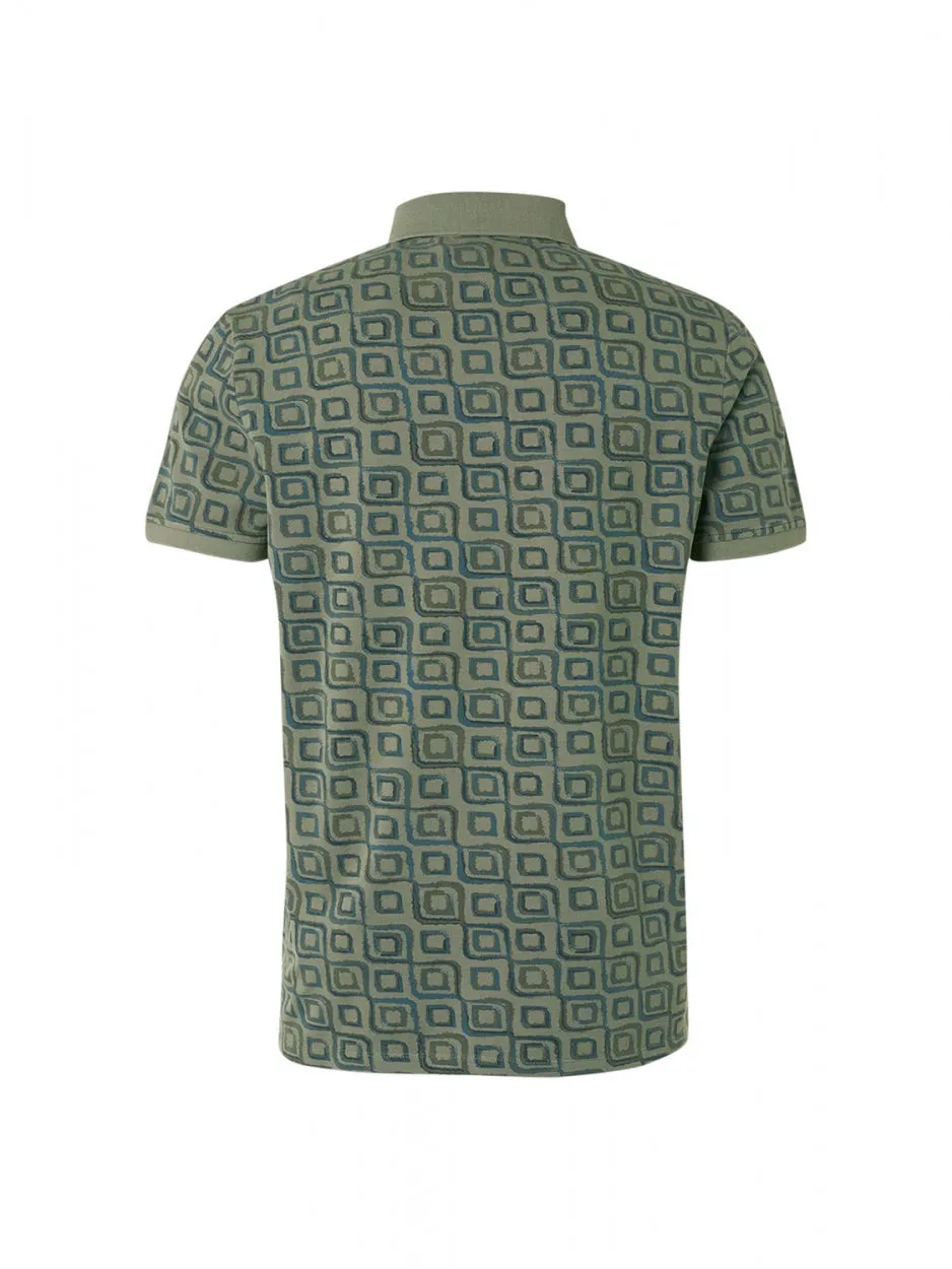 Polo Pique Allover Printed Garment Dyed | Light Army