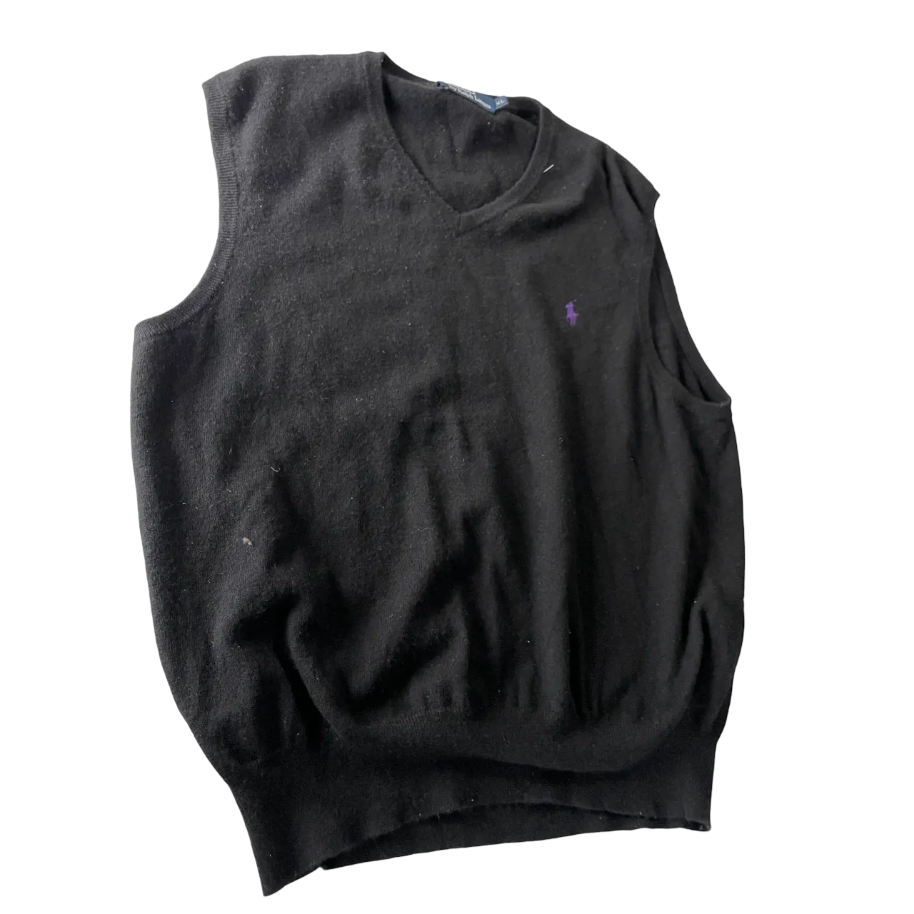 Polo Ralph Lauren Knitted Wool &nbsp;black Sweater Vest - EXTRA LARGE L26 W 21 SKU 5186
