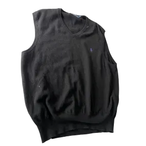Polo Ralph Lauren Knitted Wool &nbsp;black Sweater Vest - EXTRA LARGE L26 W 21 SKU 5186