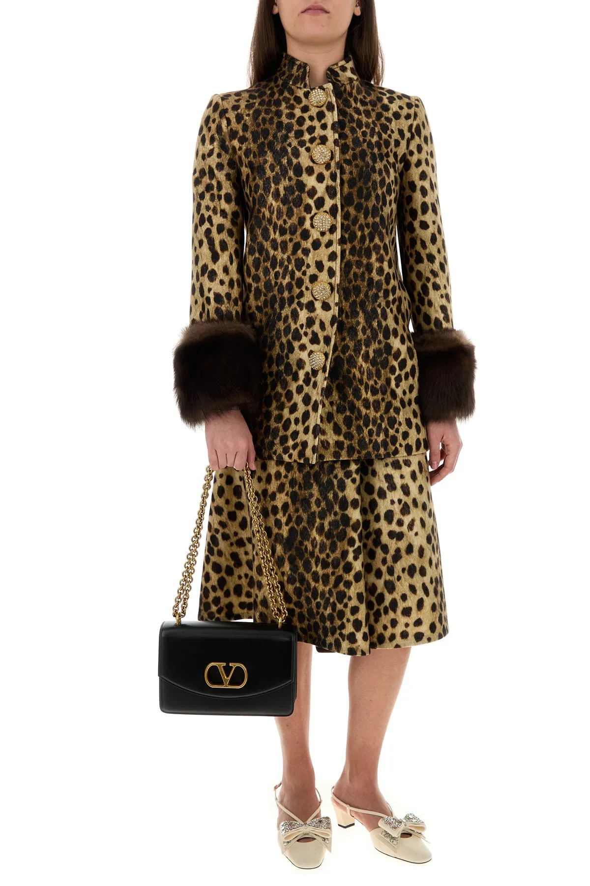 Printed wool coat