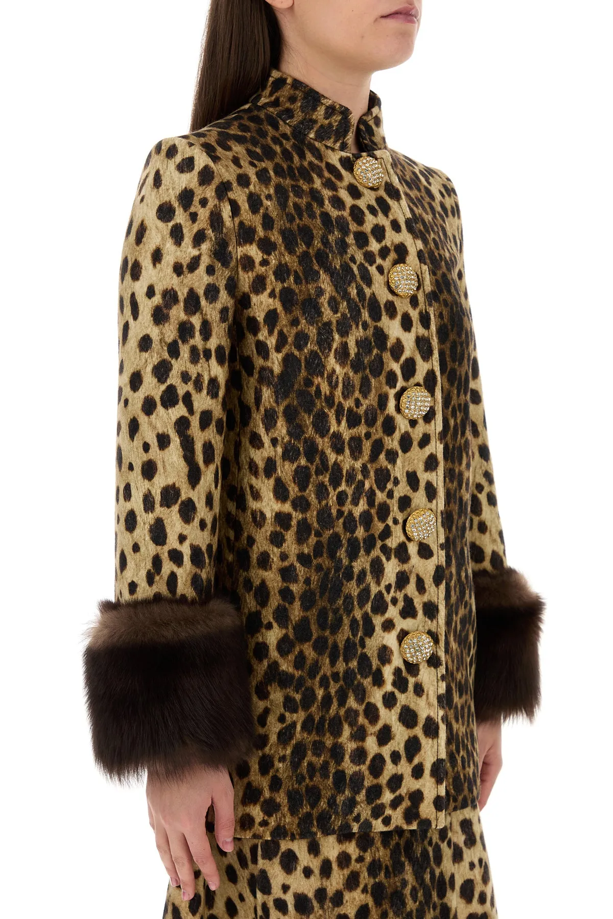 Printed wool coat
