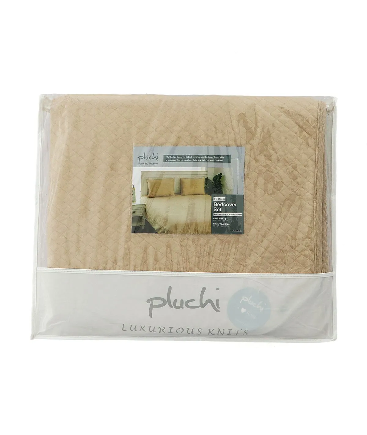 Quardline Oat 100% Cotton Knitted With Polyester Filled King Size Bed Cover With 2 Pillow Covers (Set of 3 Pcs)