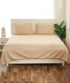Quardline Oat 100% Cotton Knitted With Polyester Filled King Size Bed Cover With 2 Pillow Covers (Set of 3 Pcs)