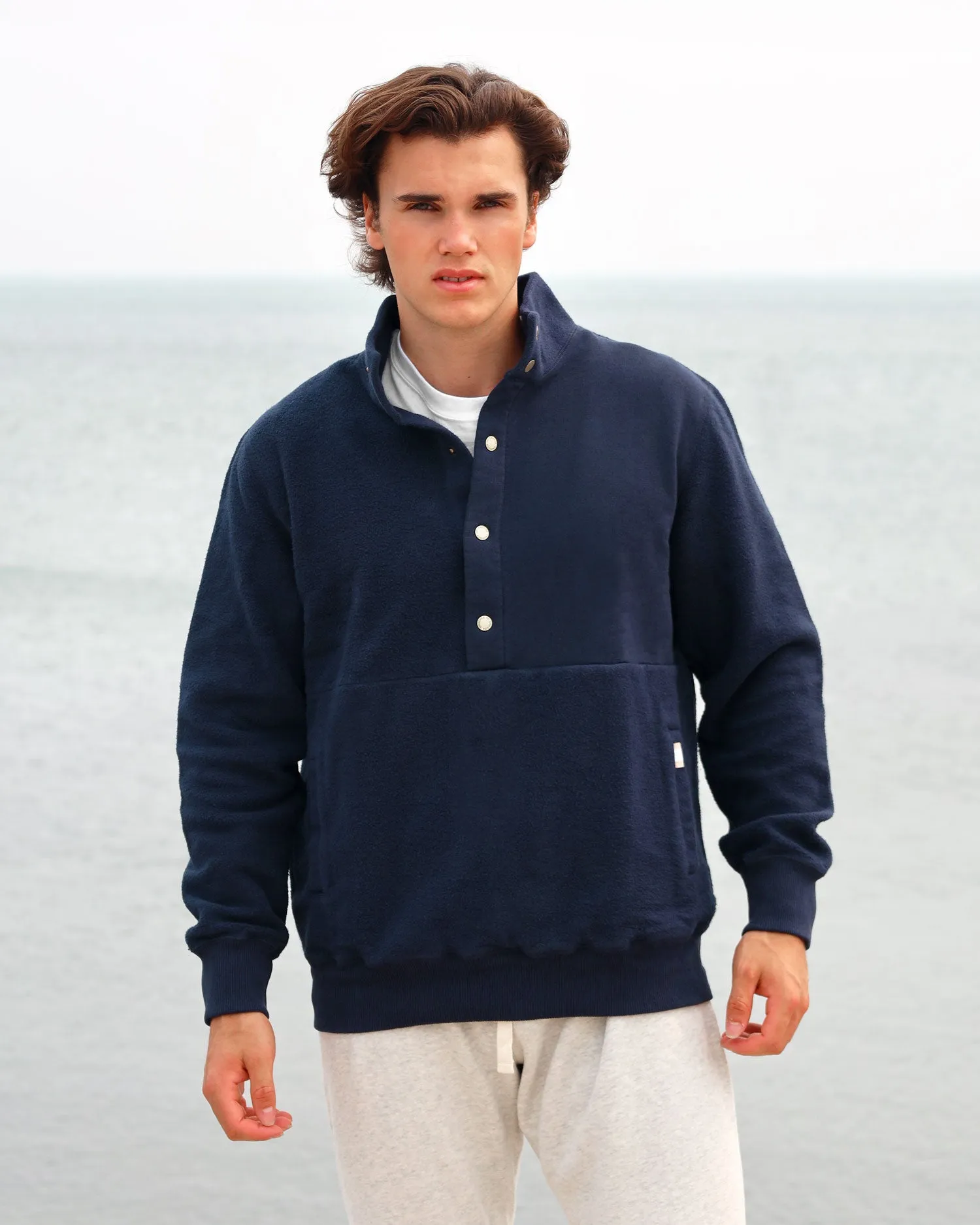 Reverse Fleece Pullover Navy - Unisex