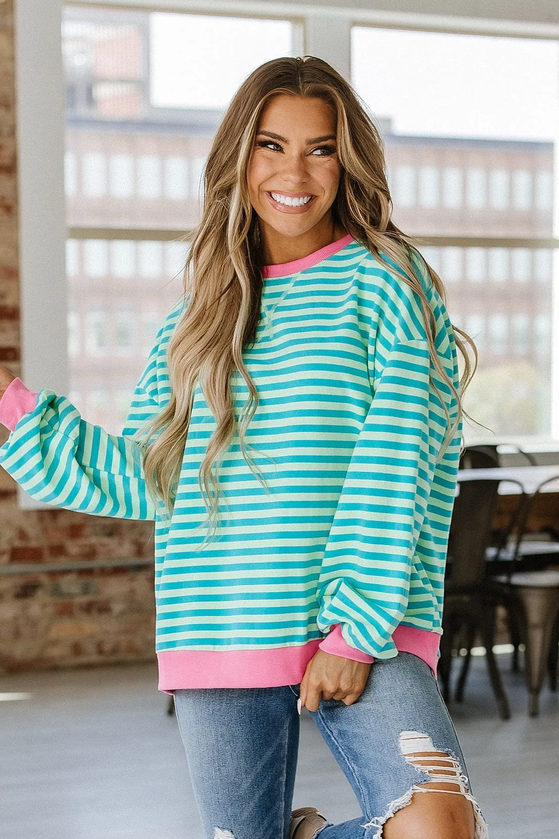 Rhonda Striped Oversized Pullover | DROPSHIP