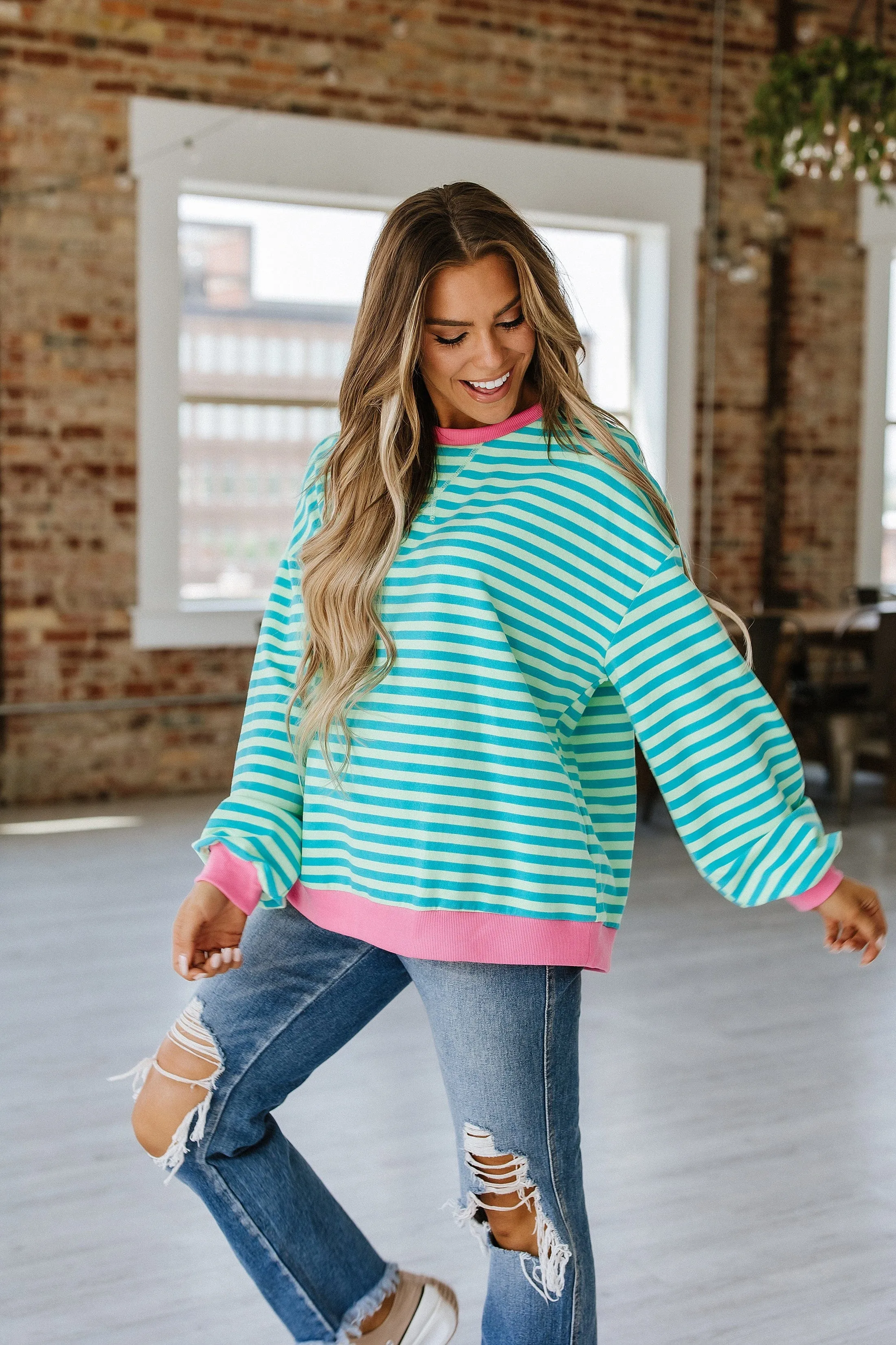 Rhonda Striped Oversized Pullover | DROPSHIP