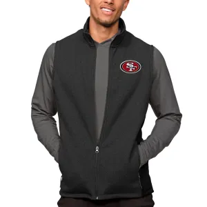 San Francisco 49ers Antigua Course Full-Zip Vest - Heathered Black