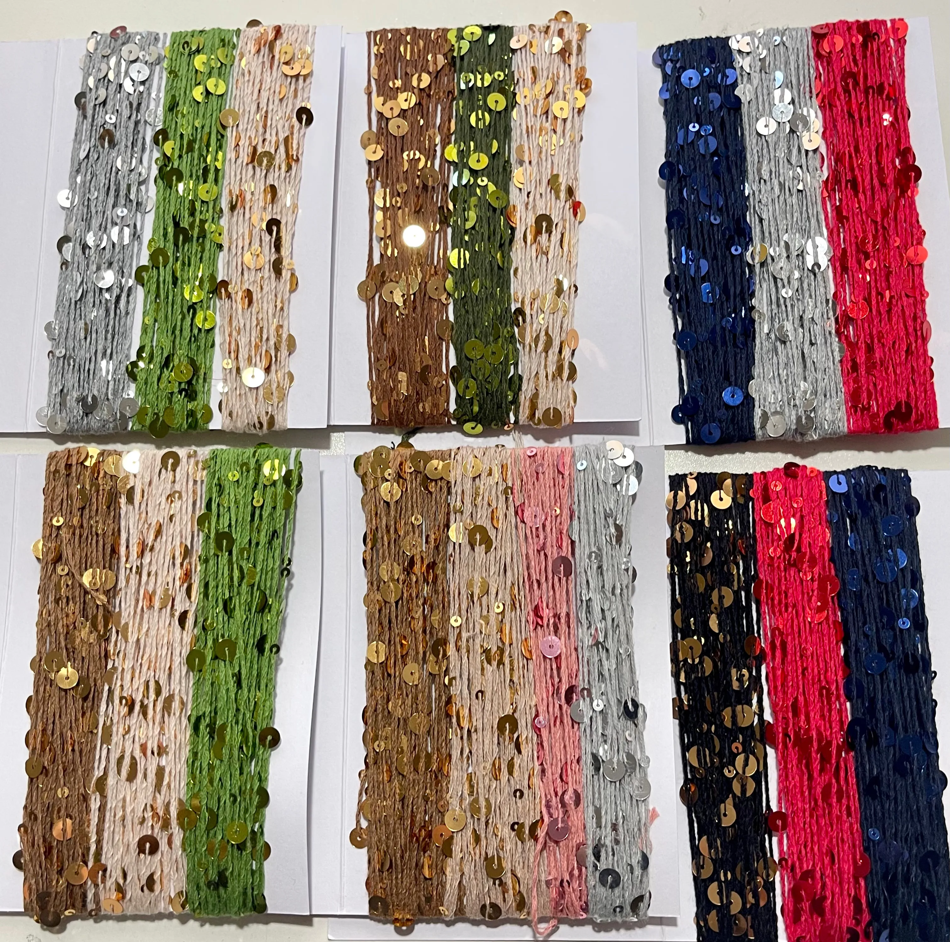 Set Royal Double Sequins Cotton Yarn for Nuno Felting, Knitting, 6mm & 3mm Sequins