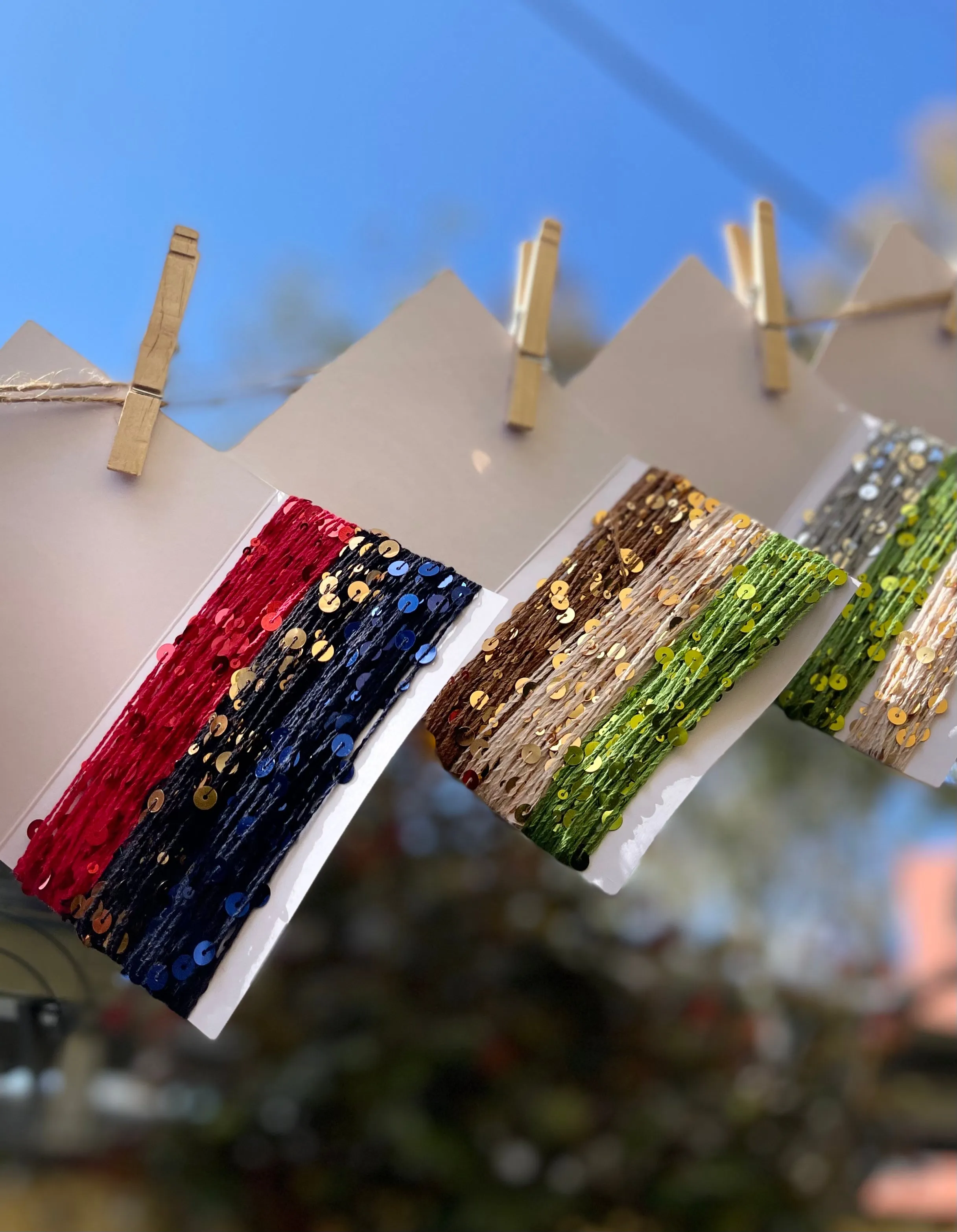 Set Royal Double Sequins Cotton Yarn for Nuno Felting, Knitting, 6mm & 3mm Sequins