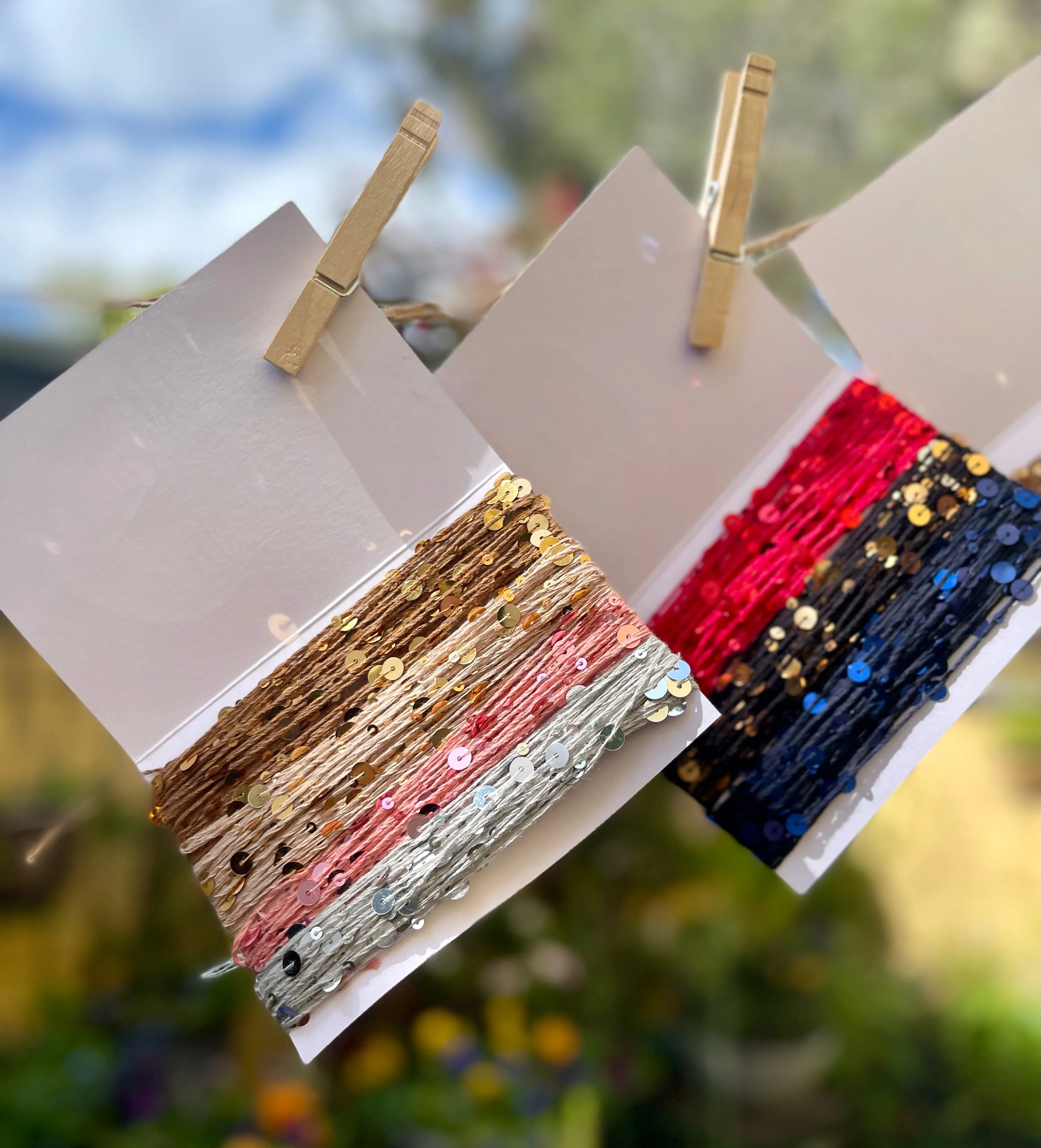 Set Royal Double Sequins Cotton Yarn for Nuno Felting, Knitting, 6mm & 3mm Sequins