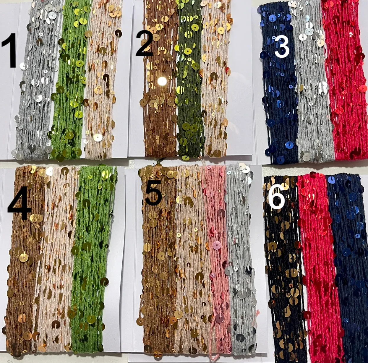 Set Royal Double Sequins Cotton Yarn for Nuno Felting, Knitting, 6mm & 3mm Sequins