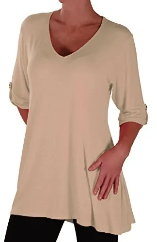 Shellie V Neck Plus Size Tunic Top