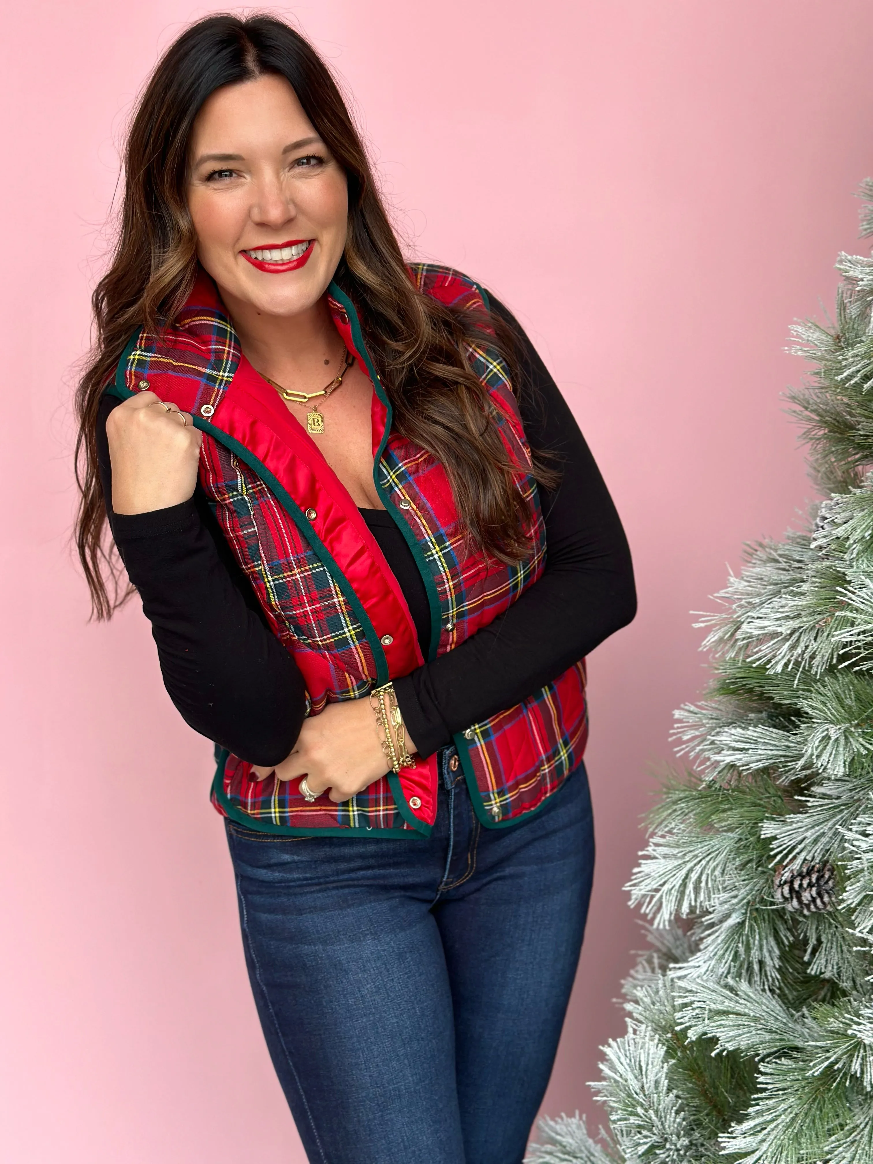 Sleigh Ride Quilted Plaid Vest-FINAL SALE