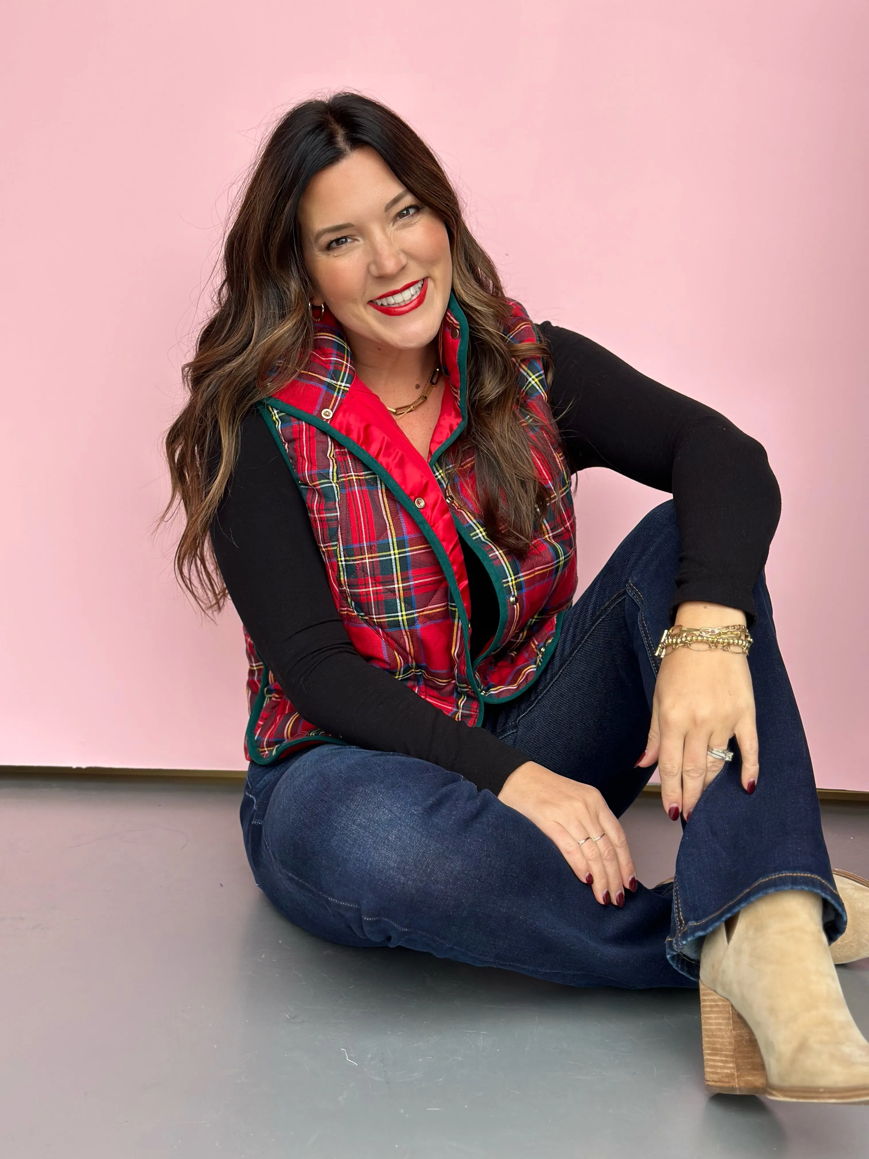 Sleigh Ride Quilted Plaid Vest-FINAL SALE