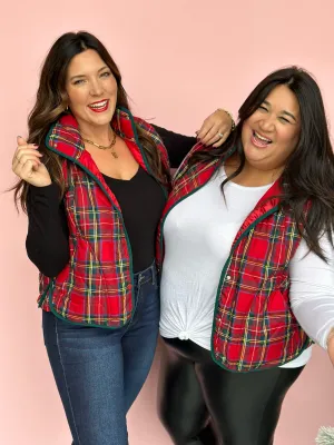 Sleigh Ride Quilted Plaid Vest-FINAL SALE
