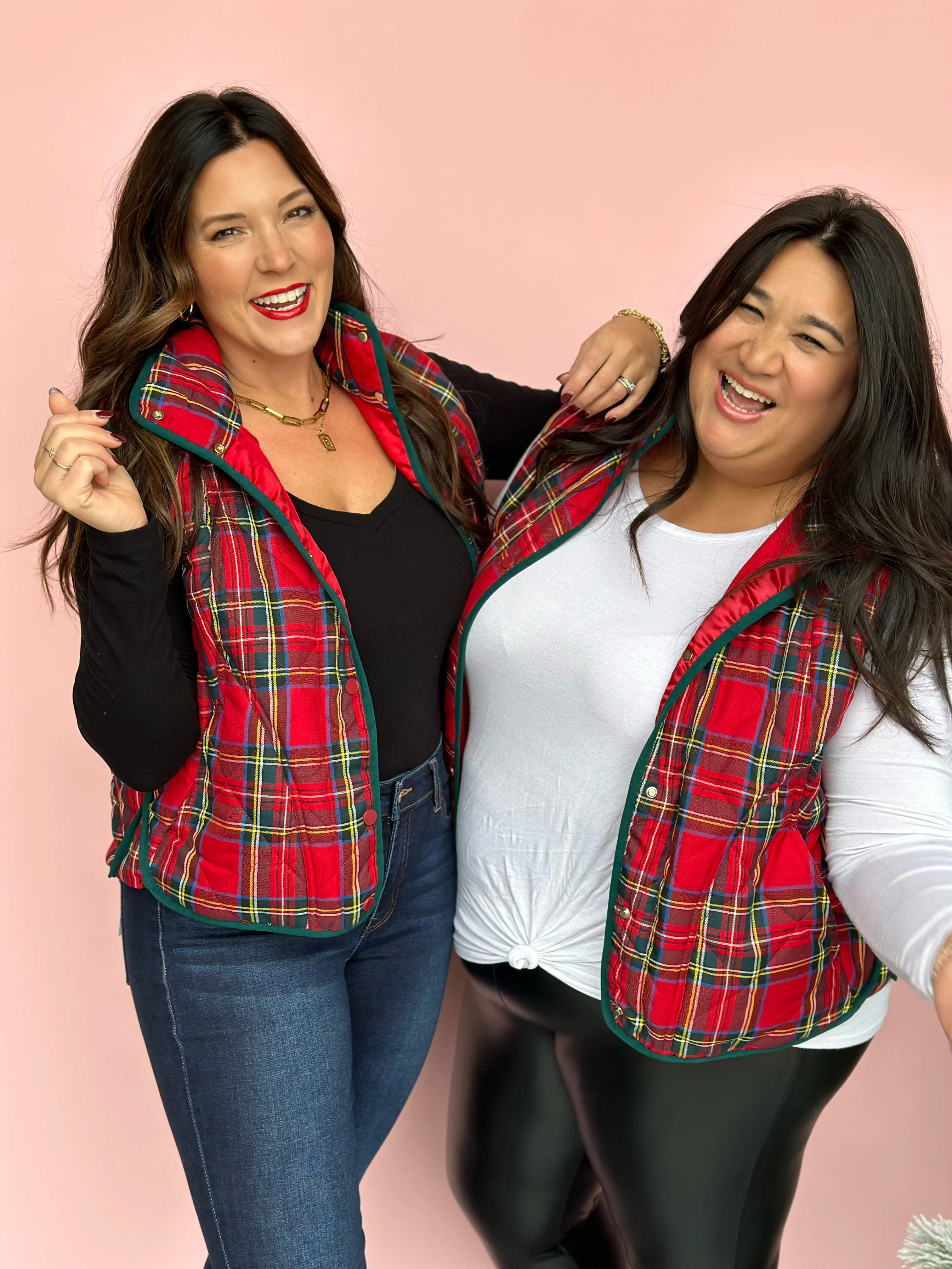 Sleigh Ride Quilted Plaid Vest-FINAL SALE