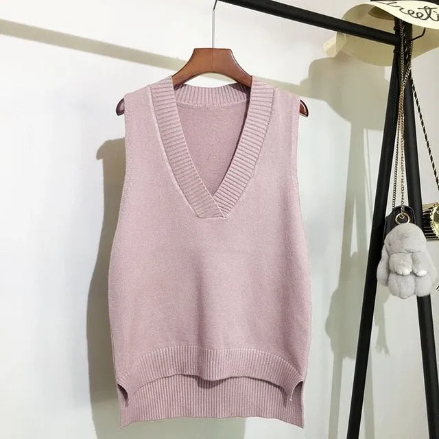 Spring Awakening - Dark Academia V-neck Knitted Vest
