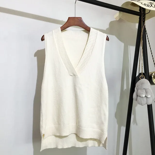 Spring Awakening - Dark Academia V-neck Knitted Vest