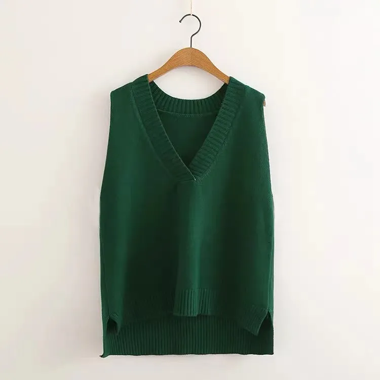 Spring Awakening - Dark Academia V-neck Knitted Vest