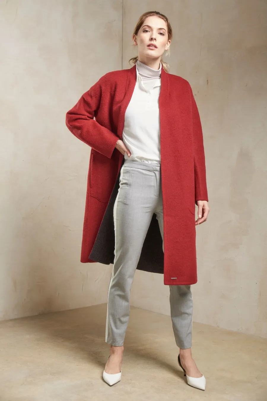 Stefanie Coat Baby Alpaca & Wool Color Rubi & Antracite
