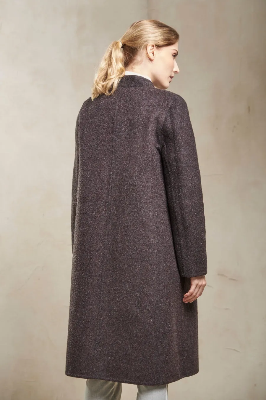 Stefanie Coat Baby Alpaca & Wool Color Rubi & Antracite