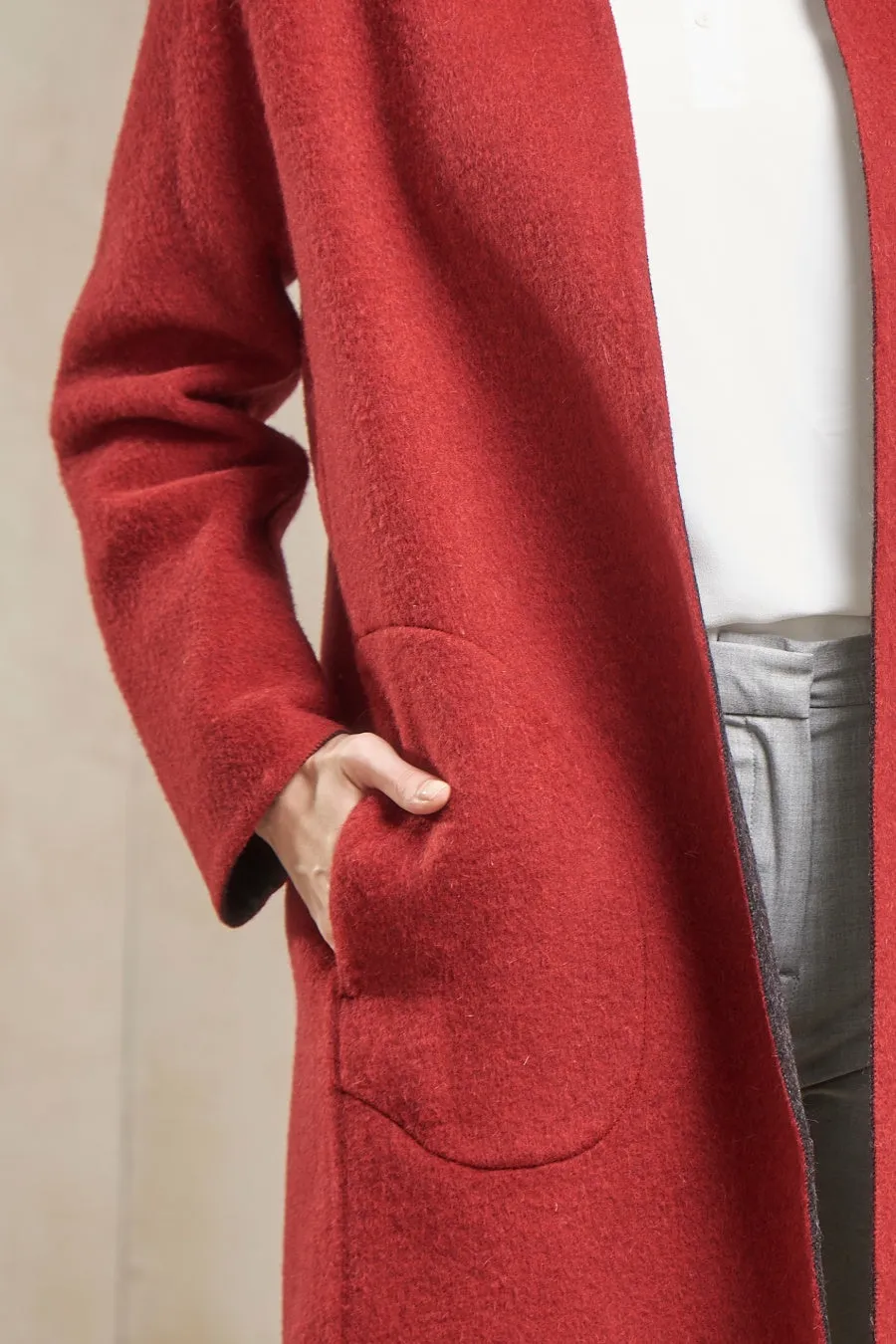 Stefanie Coat Baby Alpaca & Wool Color Rubi & Antracite