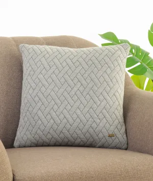 Stick Light & Dark Grey Cotton Knitted Quilted Decorative 18 X 18 Inches Cushion Cover