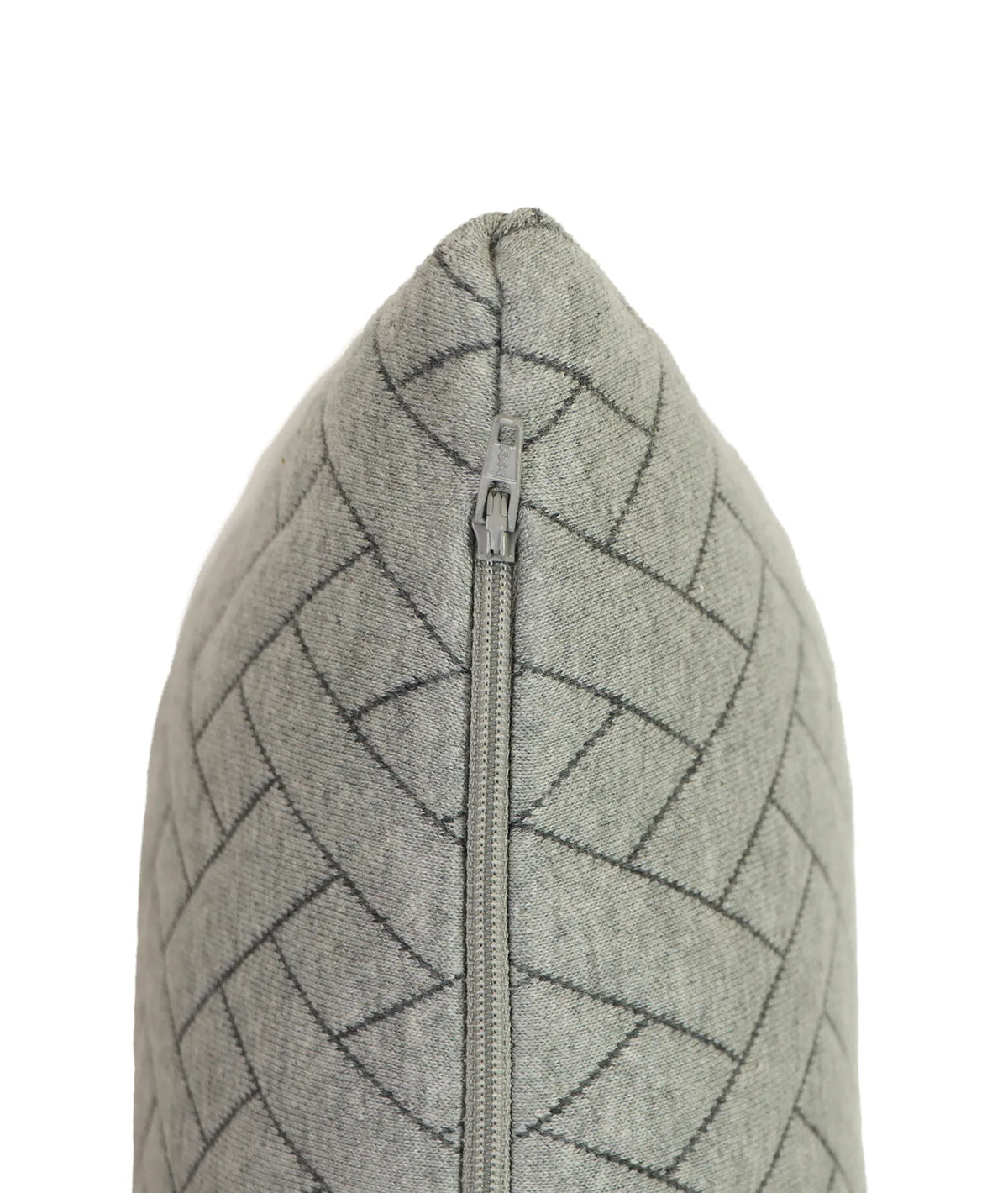 Stick Light & Dark Grey Cotton Knitted Quilted Decorative 18 X 18 Inches Cushion Cover
