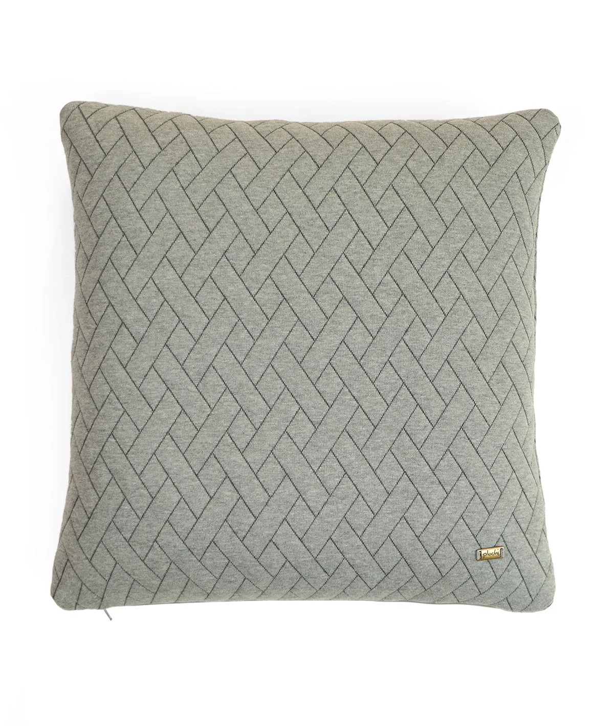 Stick Light & Dark Grey Cotton Knitted Quilted Decorative 18 X 18 Inches Cushion Cover