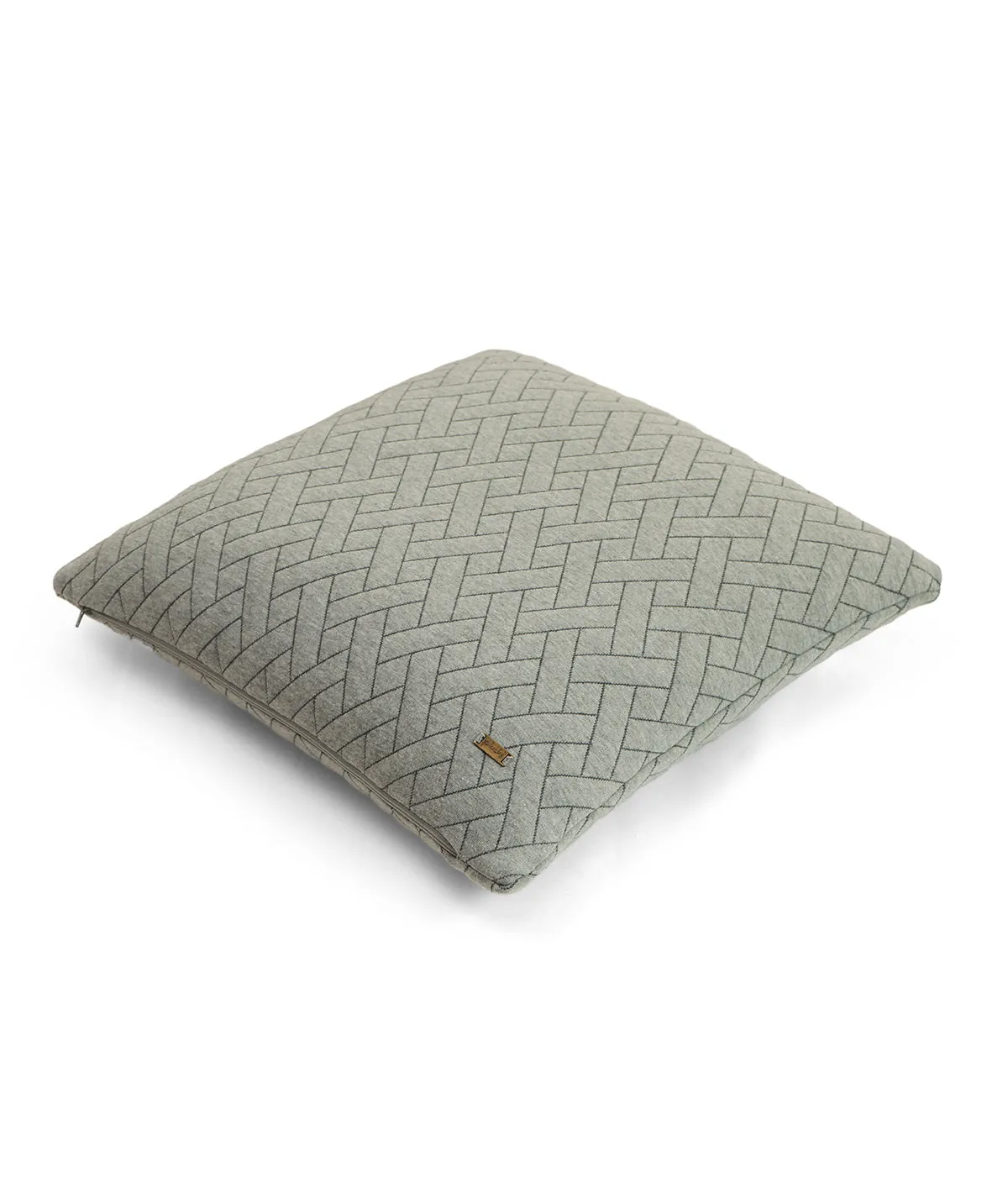 Stick Light & Dark Grey Cotton Knitted Quilted Decorative 18 X 18 Inches Cushion Cover