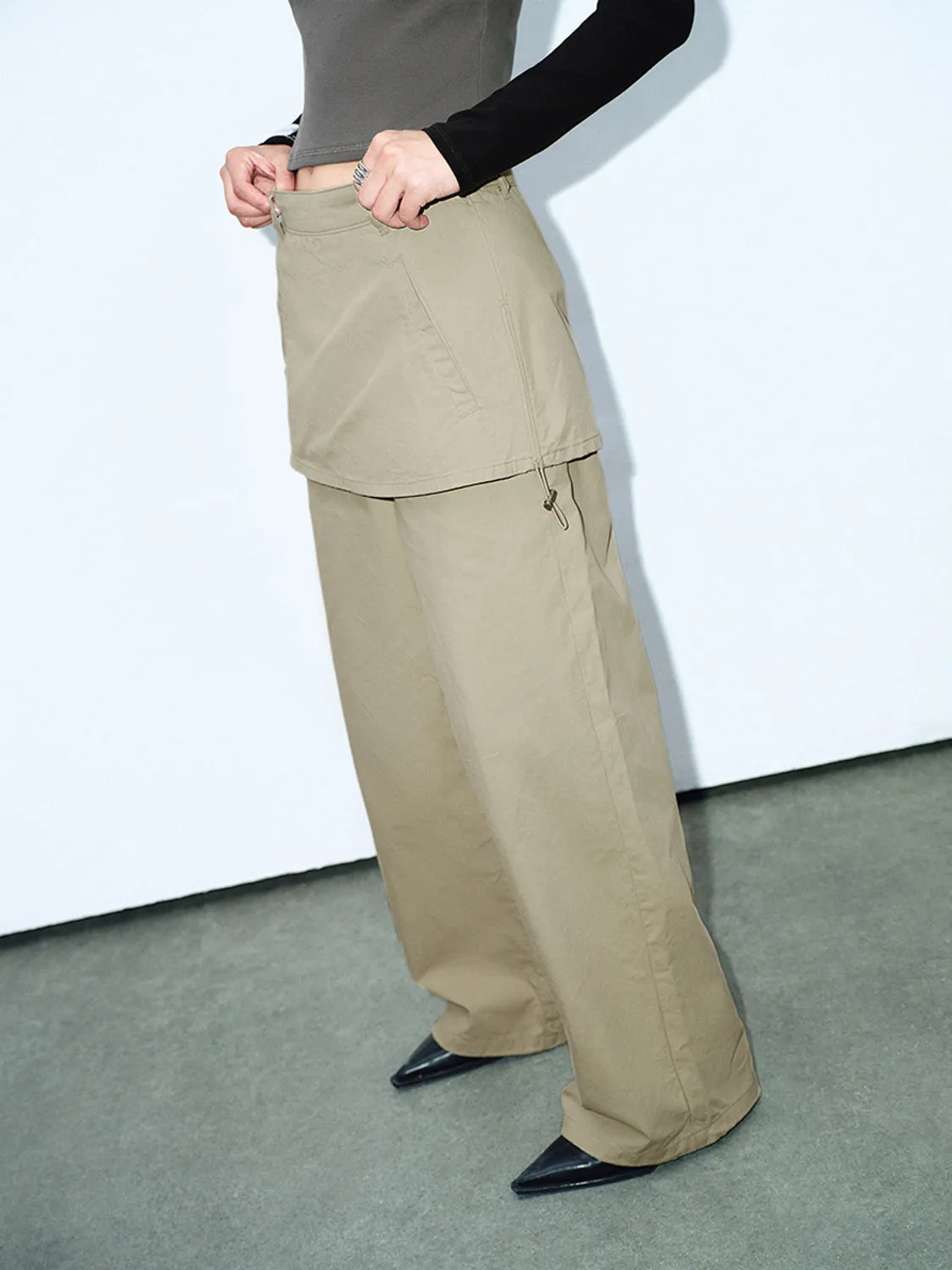 Straight Skirt Layered Jeans