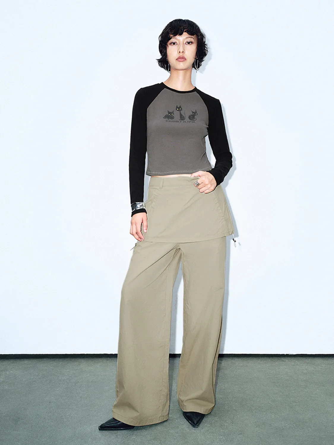 Straight Skirt Layered Jeans