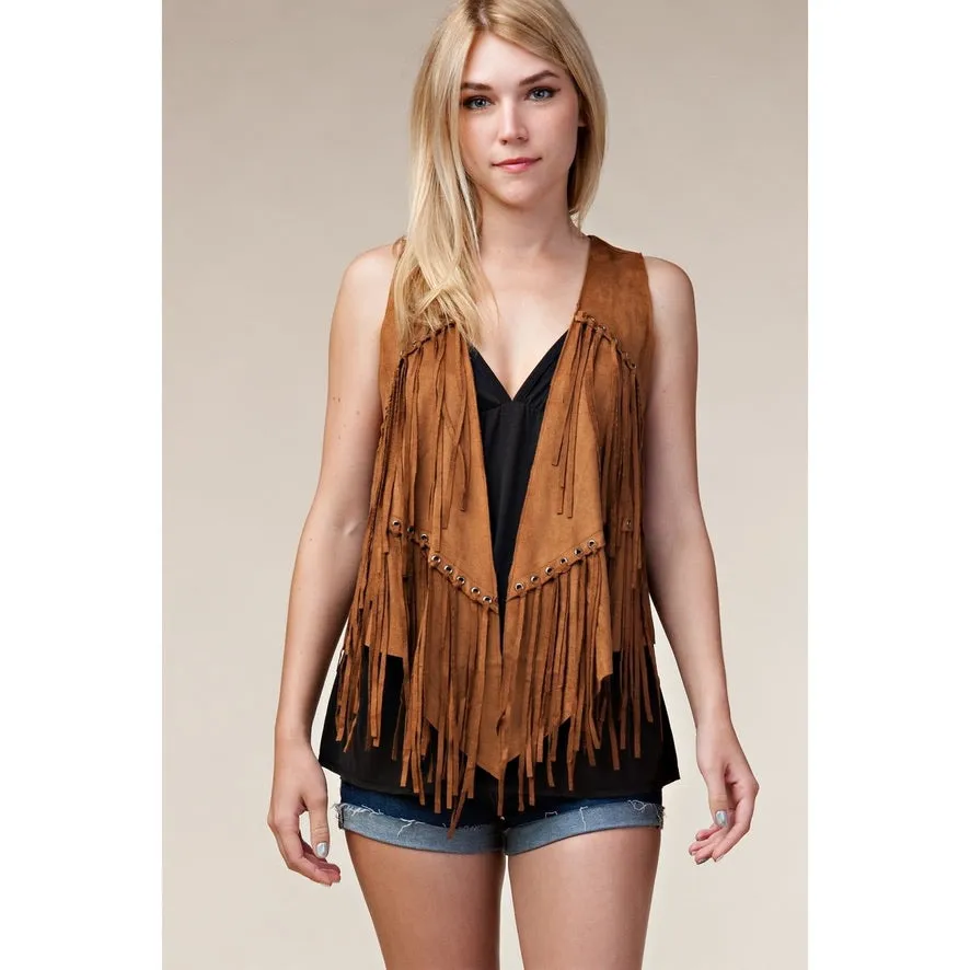 Suede Eyelet Vest