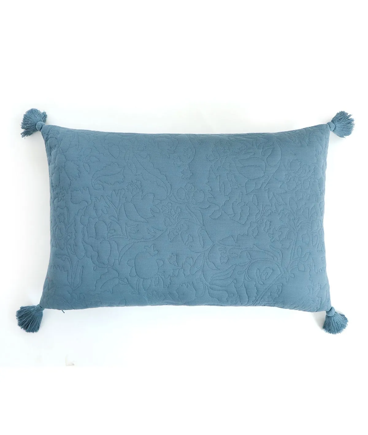 Summer Beauty Aegean Blue  100% Cotton Knitted With Polyester Filled King Size Bed Cover With 2 Pillow Covers (Set of 3 Pcs)