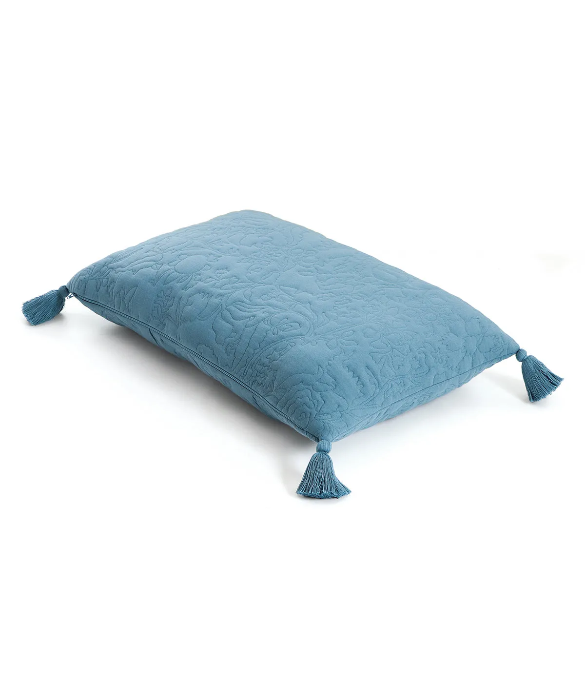 Summer Beauty Aegean Blue  100% Cotton Knitted With Polyester Filled King Size Bed Cover With 2 Pillow Covers (Set of 3 Pcs)