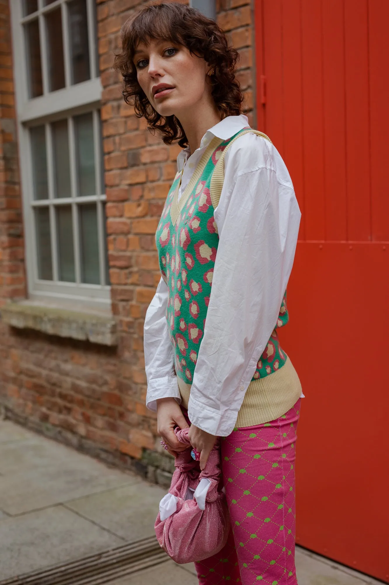 The Alexa Leopard Jacquard Knitted Sweater Vest