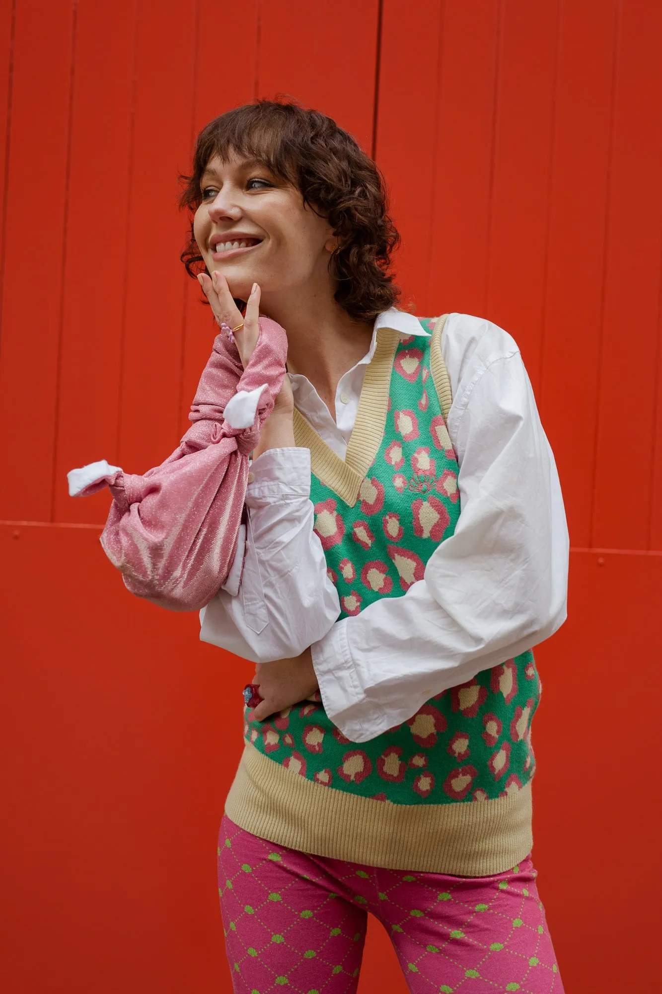 The Alexa Leopard Jacquard Knitted Sweater Vest