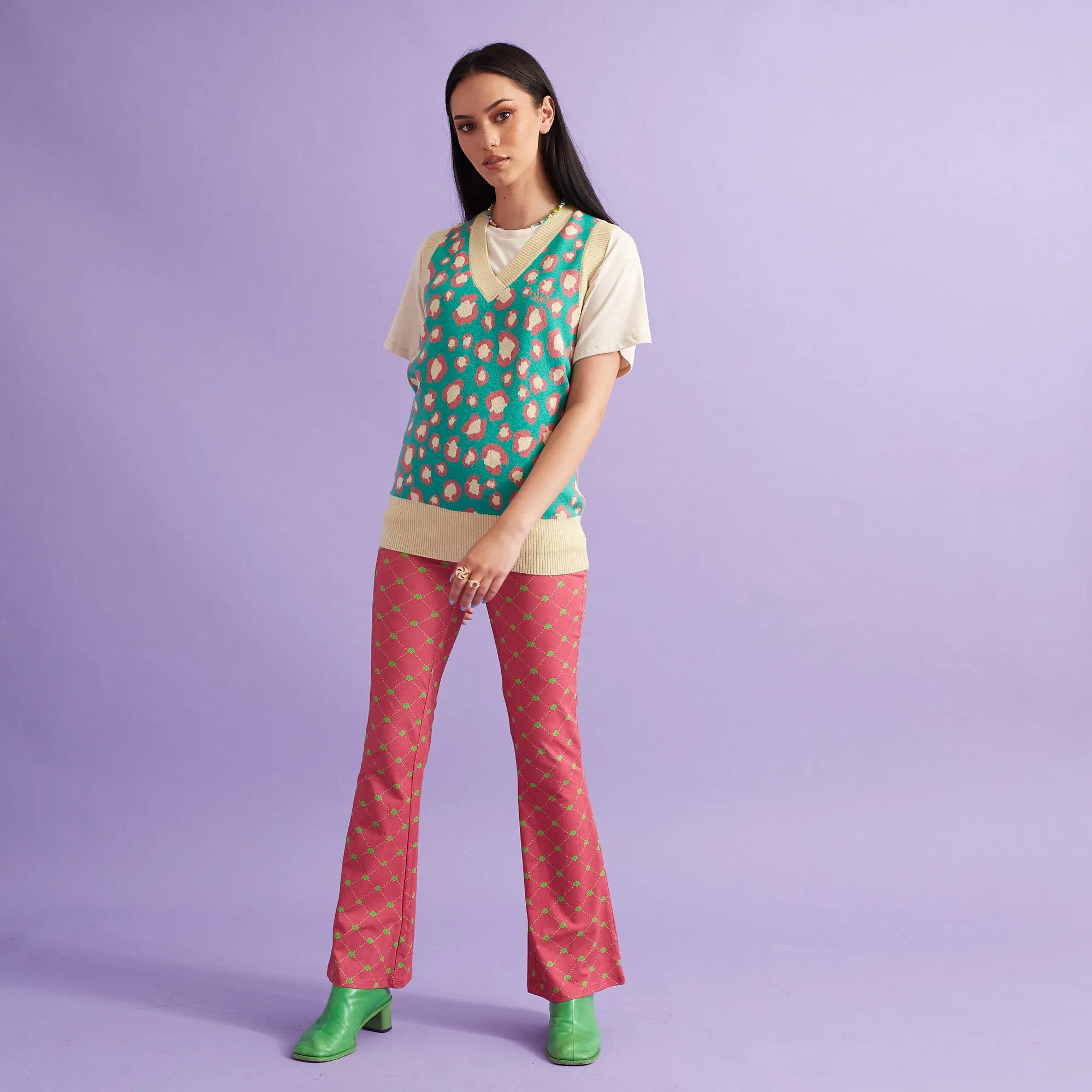 The Alexa Leopard Jacquard Knitted Sweater Vest