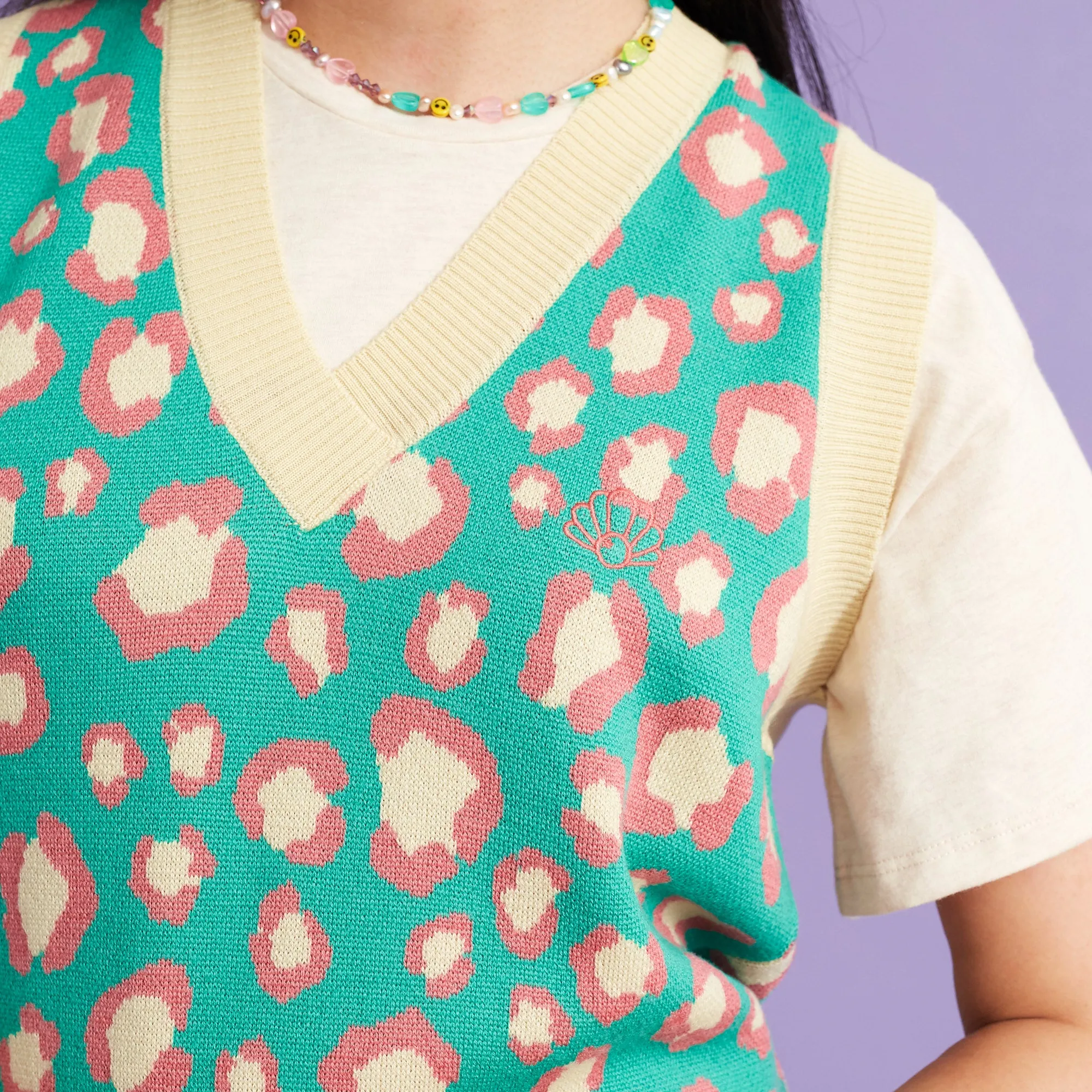 The Alexa Leopard Jacquard Knitted Sweater Vest